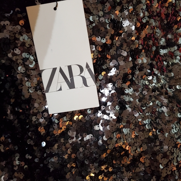Zara FLARED SEQUIN PANTS LEGGINGS - Picture 7 of 7